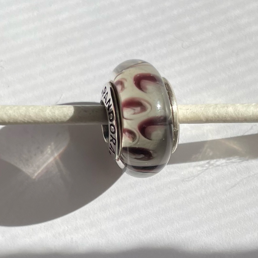 Elegant Purple and White Glass Pandora Charm